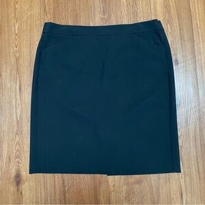 Theory Size 12 Black Stretch Wool Pencil Skirt